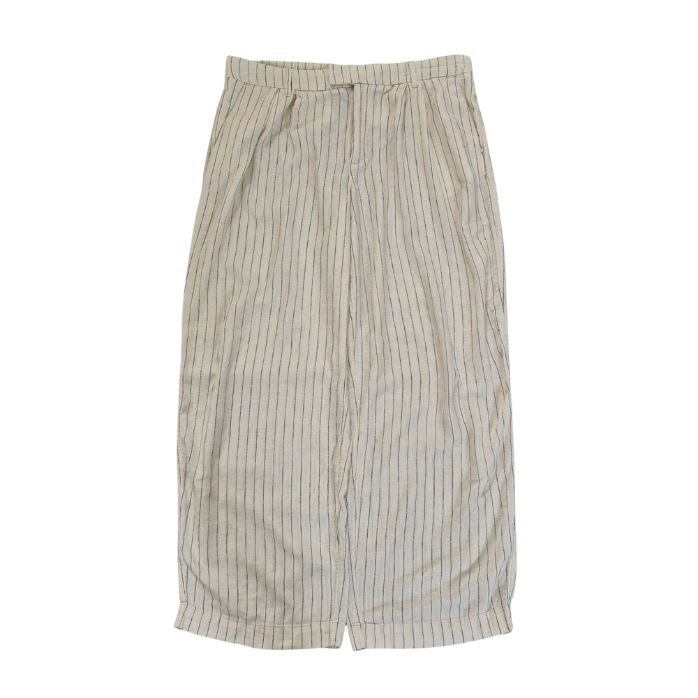 Women's Linen Striped Cream Pant